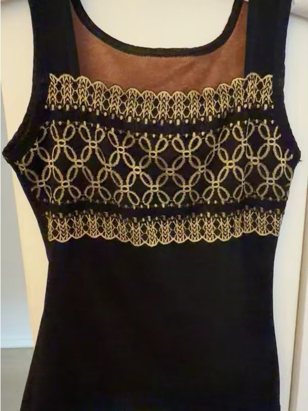 Vintage 90s Embroidered Mesh Corset-Style Top